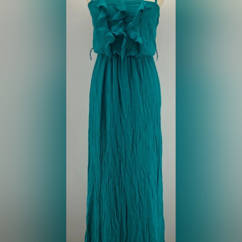 Iz Byer Ruffle Maxi Dress
Women Sz XL Turquoise
Spaghetti Strap Boho Beach